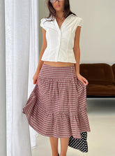 Cascades Low Rise Midi Skirt Red Check