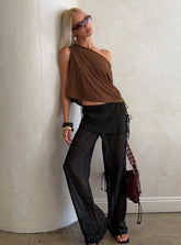 Margalo Sheer Layered Pants Black