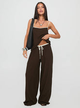 Nolei Contrast Pants Set Chocolate / White