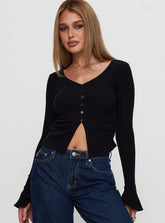 Take My Time Long Sleeve Top Black