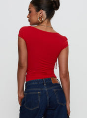 Daena Tie Detail Top Red