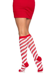 Krystal Candy Cane Knee Socks