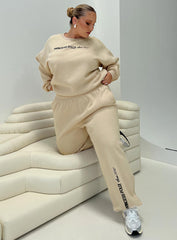 Princess Polly Crew Neck Sweatshirt Block / Cursive Text Stone Curve
