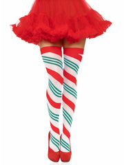 Jolly Holiday Striped Thigh Highs