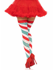 Jolly Holiday Striped Thigh Highs