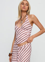 Fayez Top Diagonal Pink Stripe
