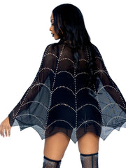 Spider Web Rhinestone Costume Poncho