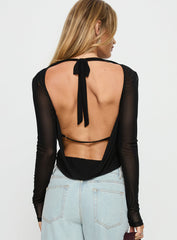 Carefree Days Long Sleeve Cowl Neck Top Black