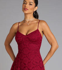 Romantic Notion Glitter Lace-Up Mini Dress