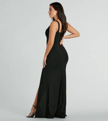 Sara Sleeveless Mermaid Crepe Long Formal Dress