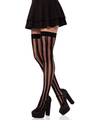 Krya Striped Net Thigh Highs