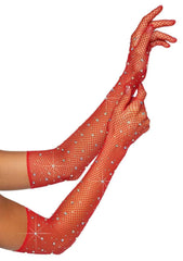 Bling Ring Rhinestone Fishnet Gloves